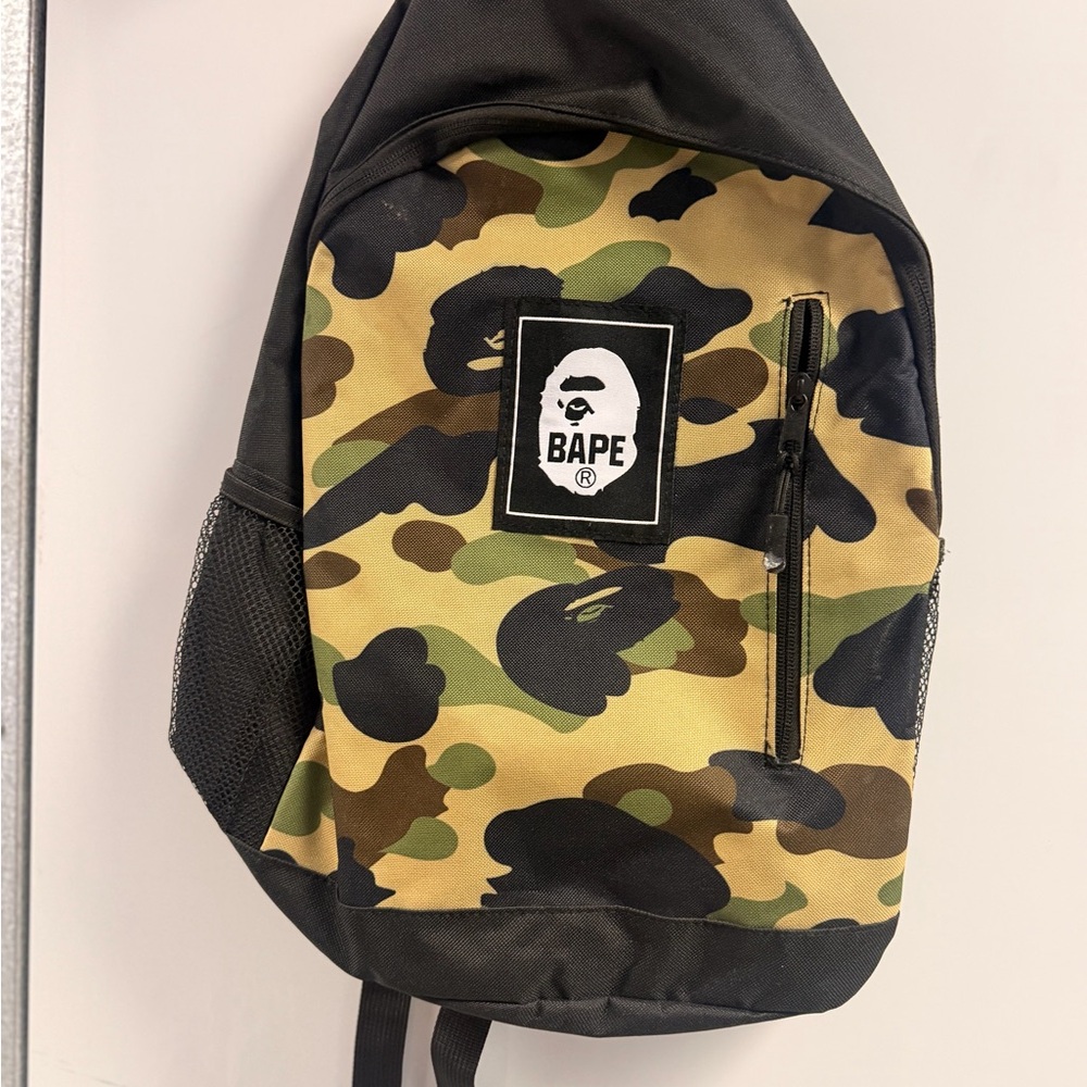 Bape Woodland Camo Backpack in Green and Black